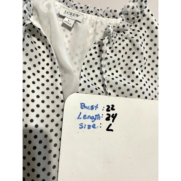 J. Crew blouse classic polka dot black and white office syren business women L - Picture 5 of 5